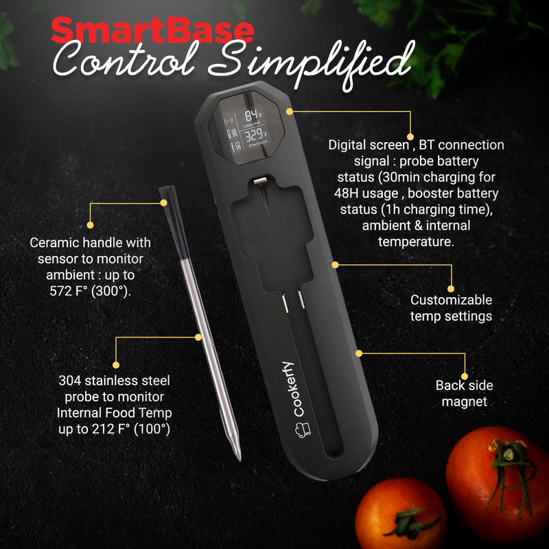 Meat Thermometer Digital Wireless –IP67 Waterproof, 48h Battery Life, Grill Thermometer with 820ft Range, Rechargeable Meat Probe, Wireless Meat Thermometer for BBQ, Smoker, Oven