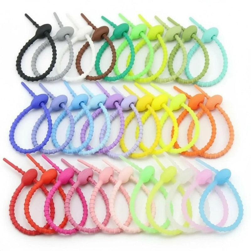 Reusable Cable Ties Organizer Straps - 30 Pack Flexible Cord Bands for Keychain Charms Bags Office Travel(5.9 Inch) 5.9 Inch