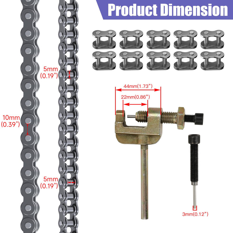 35 Roller Chain 3 Feet 95 Links with Chain Breaker Replacement for Go Kart Cart Mini Bike Bicycle Dirt Bike Motorcycles Powersports Accessories Parts with 35 Chain Master Links Connecting Link
