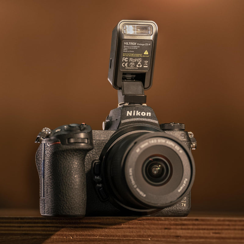 VILTROX Vintage Z2 TTL Foldable Mini Camera Flash for Nikon | 700 Full Power Flashes, 2s Recycle, USB-C Charging Mini Speedlite GN6 with 5 Levels (Z2-N)
