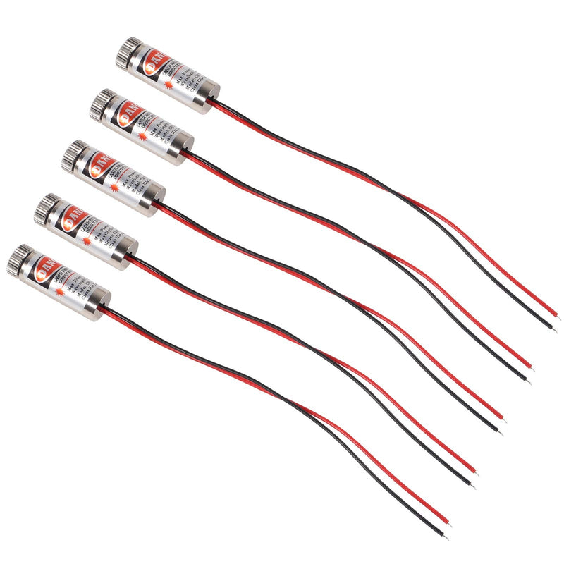 UMLIFE 5pcs 650nm 5mw Laser Head Laser Tube Adjustable Focus 3~5V Red Laser Tube for Sight Positioning Sighting Telescope (Horizontal Line) Horizontal Line