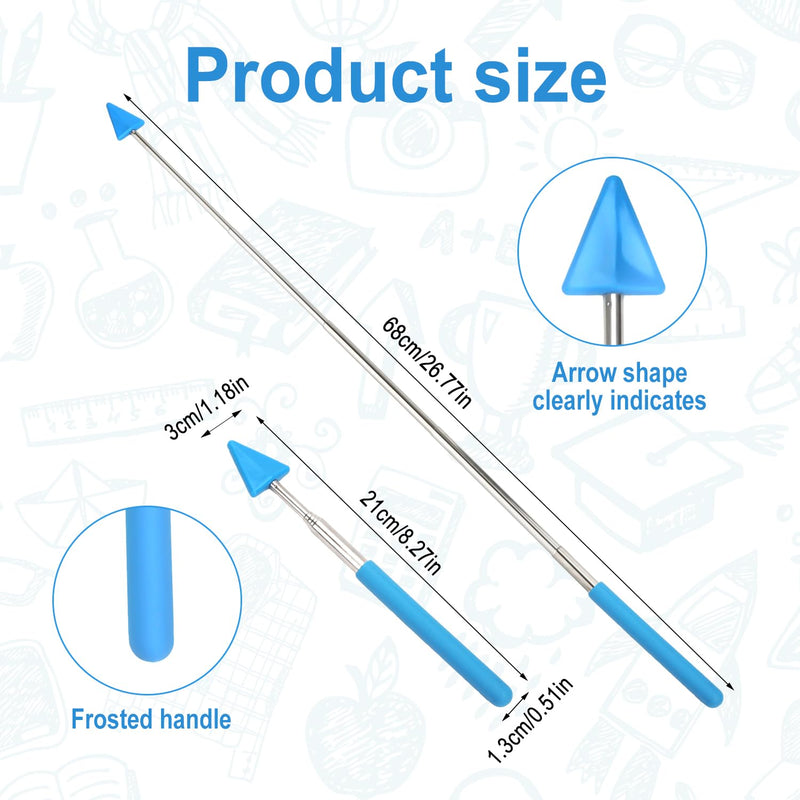 4pcs Teacher Pointer Stick Arrow, Telescopic Pointer Stick Funny Arrow Pointer Triangular Retractable Pointer Extendable Handheld Guiding Stick for School Office Presentation Classroom
