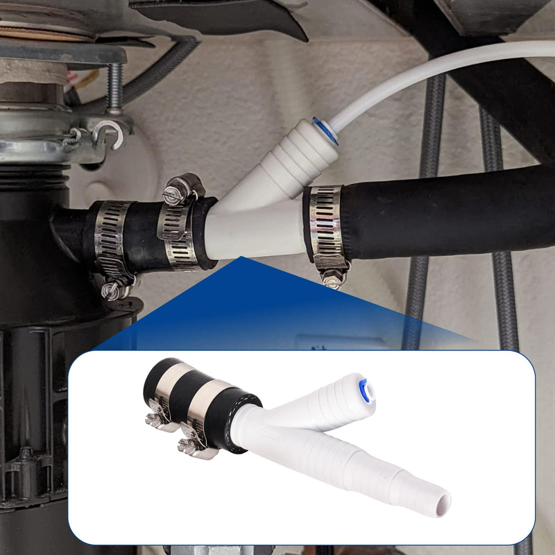 Dishwasher Drain Hose Adapter, RO Drain Line adapter，Garbage Disposal Adapter with 1/4-inch Quick Connect Fitting and 7/8-inch Fitting for a Dishwasher，No Drilling Required 1/4 inch