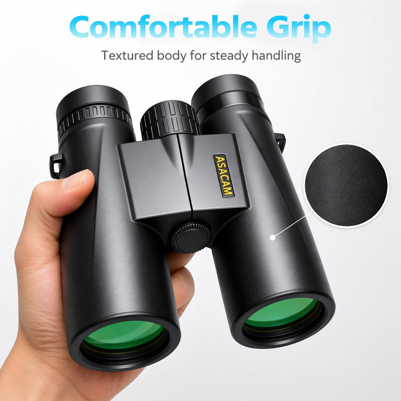 Asacam 12x42 Binoculars for Adults, HD High Powered Binoculars with BAK4 Prism, Lightweight for Bird Watching, Hunting and Travel