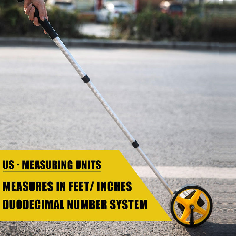 Zozen Measuring Wheel in Feet and Inches, 6-inch Measure Wheel - Telescopic/Mechanical/One Key to Reset/Starting Point Arrow and Cloth Carrying Bag, Measurement Up to 10,000Ft. 6'' Wheel