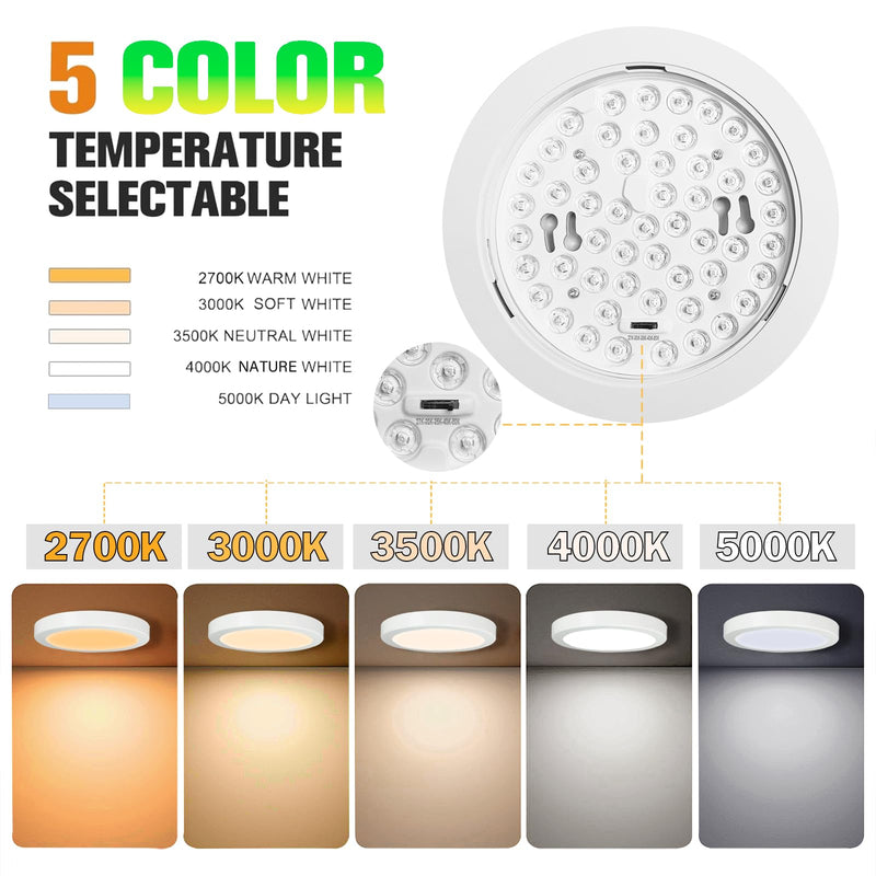 ETL Certified 7 inch Ceiling Light Dimmable Ultra-Slim Round LED Ceiling Lights Flush Mount 2700K/3000K/3500K/4000K/5000K 7'' Flat Ceiling Lamp Fixture for Kitchen,Bathroom,Hallway 5CCT 3 Pack White