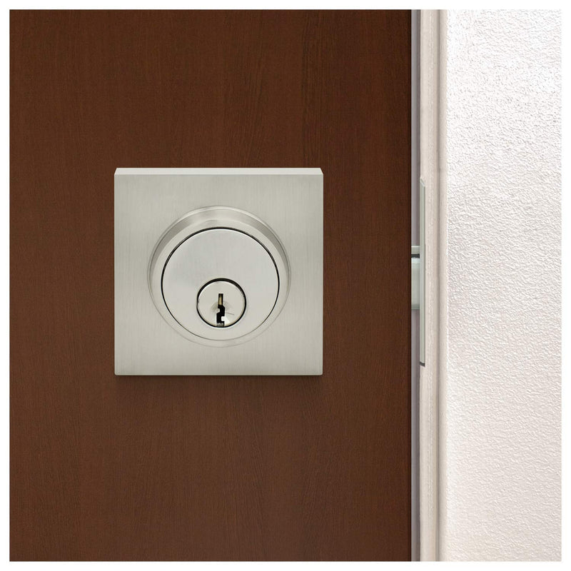 Nuk3y Hulk Series Lever Door Handle Slim Square Modern Contemporary Lever Set (Deadbolt [Single Cylinder], Satin Nickel) Deadbolt [Single Cylinder]