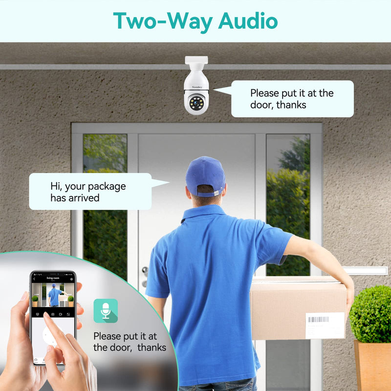 2K/3MP Light Bulb Security Camera, 5G& 2.4GHz WiFi 2 Pack Alexa Home 360° Wireless Security Camera Outdoor, Motion Tracking Detection Alarm,Color Night Vision 2-Pack