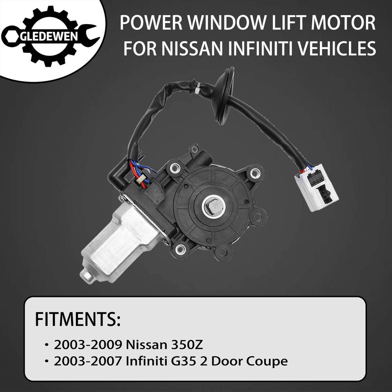 Power Window Lift Motor Front Right Passenger Side | for 2003-2009 Nissan 350Z 2003-2007 Infiniti G35 2 Door Coupe | Replace# 80730-CD00A, 80730CD00A, 742-512