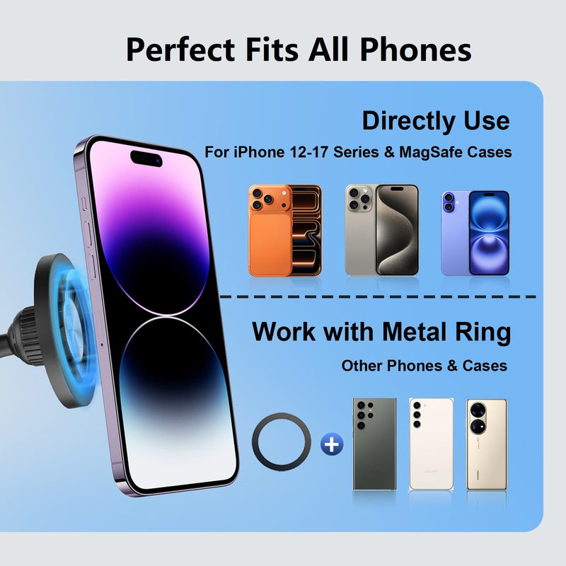 Magnetic Phone Tripod Mount for MagSafe, iPhone Tripod Mount Adapter with 1/4" Screw Hole, Phone Tripod Attachment Compatible with iPhone 17/16/15/14/13/12 .