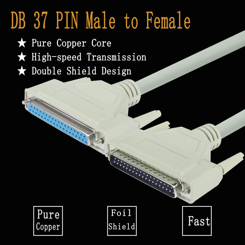 MEIRIYFA DB37 37Pin Extension Cable Serial D-SUB 37 Pin Printer Parallel Connector Cable Pure Copper Core for engineering wiring, computer and networks.（4.9FT） (Male to Female) Male to Female