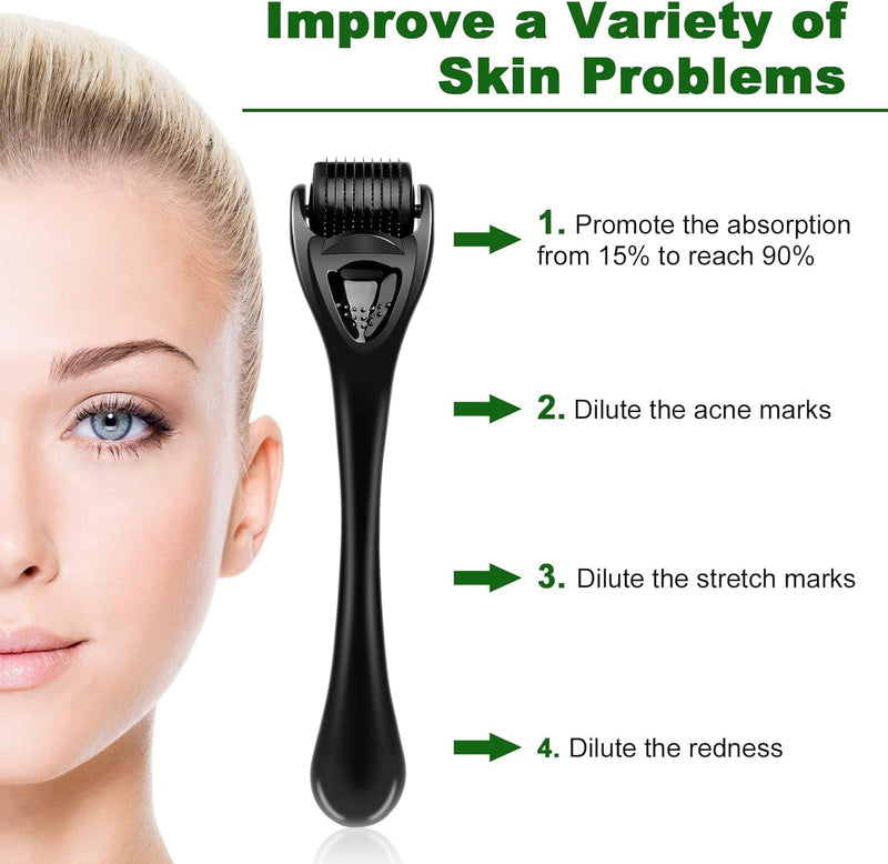  [AUSTRALIA] - Derma Roller 1.5mm Hair Growth Men and Women, Beard Roller Microneedling Roller for Growth, 540 Silver Micro Needling Roller for Men and Women, Microneedle Face Roller for Beard Growth(1.5MM)
