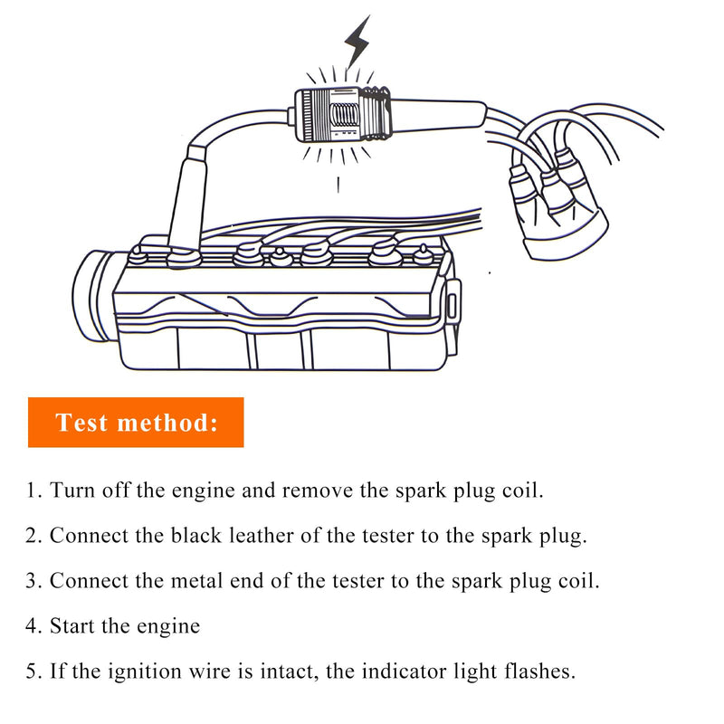 Inline Spark Plug Tester, Plug in Straight Boot Motor Engine Ignition Lawnmower Checker, Universal Armature Diagnostic Detector Test Light for Check Ignition System