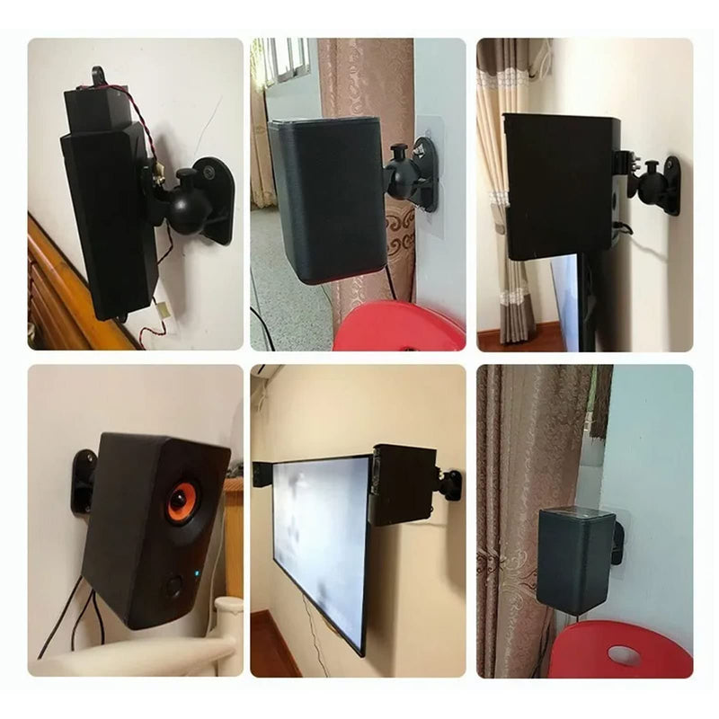 Speaker Wall Mount Bracket, ABS Plastic Holder with Ball Joint and Low Noise Damping for Home Stereo, 5KG Load Capacity, Easy Installation