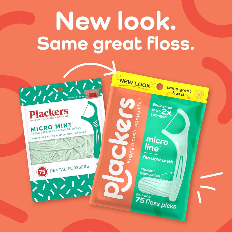 PLACKERS Micro Mint Freshens Breath, Dental Flossers Mint 90 Each ( Pack of 10) 90 Count (Pack of 10)
