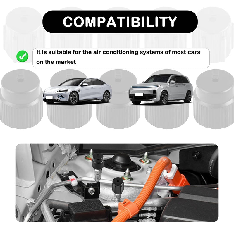 10PCS Car AC Service Valve Cap Kit - 0.54 inch Low Pressure & 0.66 inch High Pressure Port Caps, Strong Sealing for Most Cars