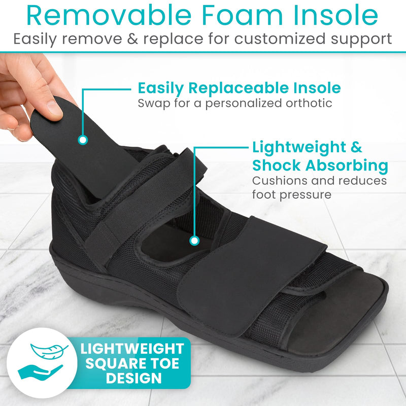 Vive Post Op Shoe - Lightweight Medical Walking Boot with Adjustable Strap - Orthopedic Recovery Cast Shoe for Post Surgery, Fractured Foot, Injured Toes, Stress Fracture, Sprains - Left or Right Foot X-Small