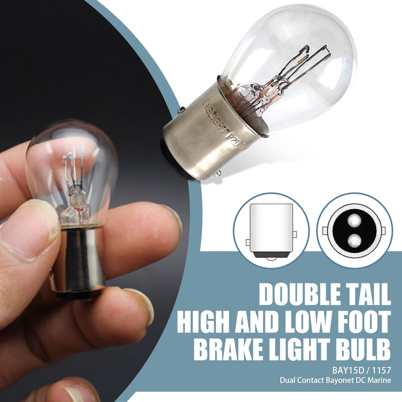 10 PCS 1157 Car Halogen Light Bulb, Vehicle Brake Light Bulb, P21/5W S25 BAY15D Double Tail Design, Universal Automotive Tail Light Accessories for Truck SUV Car (Clear) 10 PCS Clear