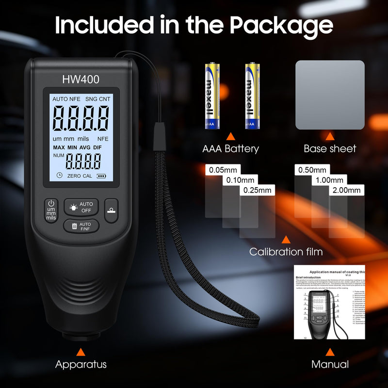 Paint Thickness Gauge, Digital Coating Thickness Gauge Meter for Cars, for Measurement of Metals Plastics Ceramics Glass Water