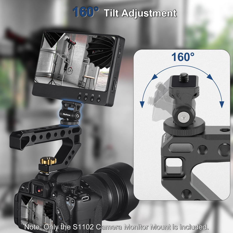 MINIFOCUS Camera Monitor Mount with Cold Shoe, 1/4" Screw for 5" & 7" Field Monitor, 160 Tilt Adjustable Holder for LED, Flash and Video Shooting Photography Accessories