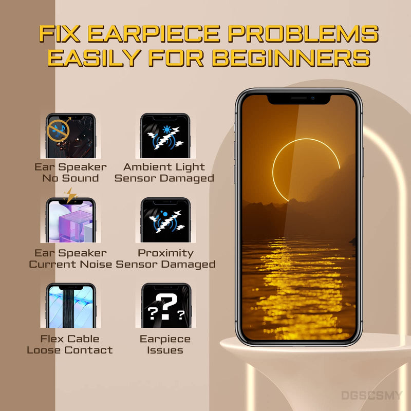 for iPhone Xs MAX Earpiece Front Speaker Replacement Repair 6.5" OEM Ear Module Ambient Light Sensor Proximity Sensor Connector Fix Tools Kit XSMAX A1921 A2101 A2102 A2103 A2104
