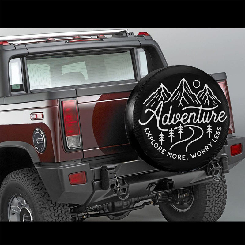 Adventure Awaits Rv Spare Tire Cover for RV Trailer Wheel Covers for Trailer Tires Camping Weatherproof Universal for Trailer Rv SUV Truck Camper Travel Trailers Accessories 14" 15" 16" 17" ADVENTURE 17" fits for tire Diameter 80-83cm/31.5-33in