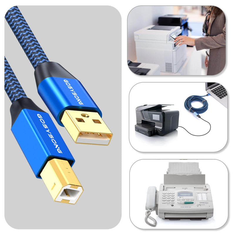 50ft Active USB 2.0 Printer Cable - High Speed USB A to B Compatible with HP, Canon, Dell, Epson, Xerox and More 50ft USB Type A to Type B Printer Cable Blue