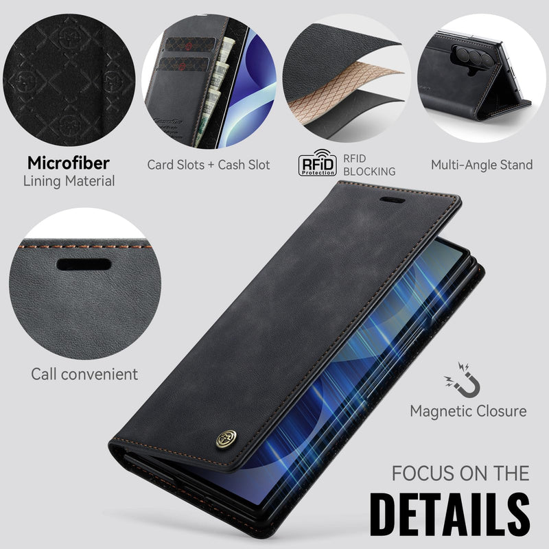 Wallet Case for Samsung Galaxy Z Fold 8 Ultra Leather Wallet Flip Cover with Card Holder, Kickstand, Magnetic Closure, RFID Blocking TPU Shockproof Phone Case Compatible with, Black