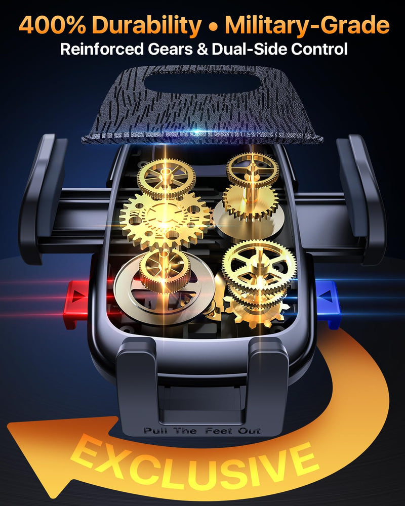 【2026 BEST & Military-Grade】Car Phone Holder Mount,【360° Rotatable Suction & 100+LBS Safest Strongest & Patent Certs】Dashboard Windshield Vent Truck Stand for iPhone 17 16 Pro Max Samsung, Matt Black