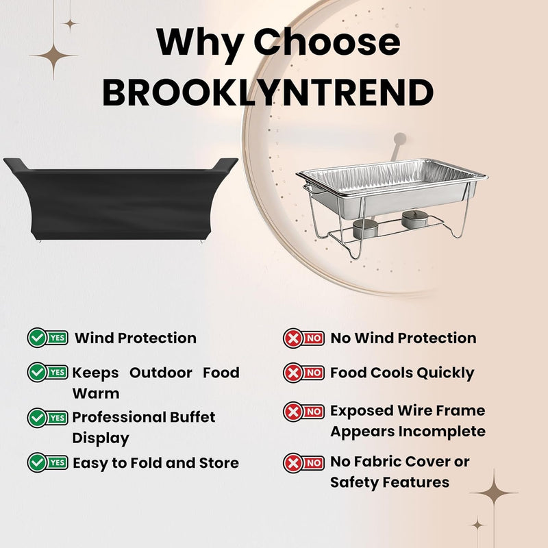 6 Pack - Brooklyntrend Chafer Wind Guard, Chafing Dish Wind Guard, Handle Covered Chafing Dish Shiel, Decorative Cover over Chafer Dish