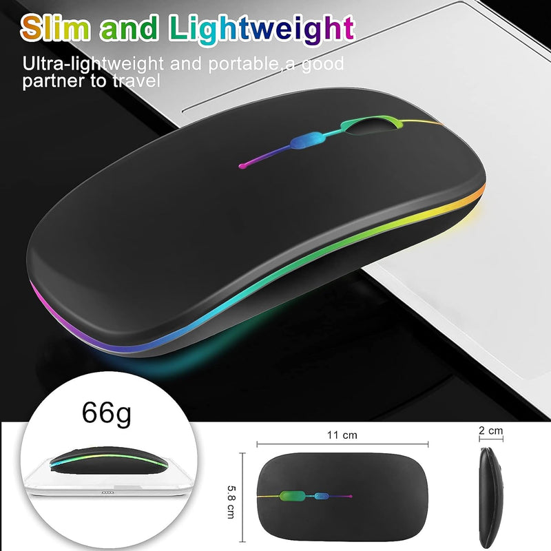  [AUSTRALIA] - Bluetooth Mouse for ipad,Bluetooth Mouse for MacBook Air/Mac/MacBook Pro/Mini/ipad Pro/iMac/Laptop,Rechargeable Wireless Mouse for MacBook Air/MacBook pro Chromebook Laptop PC (Black) Black