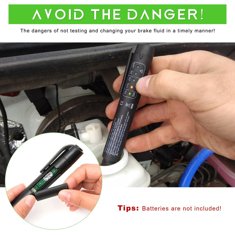 Brake Fluid Liquid Tester Pen, DOT 3 DOT 4 DOT 5.1 Brake Fluid Diagnostic Testing Pen, Vehicle High-Precision Hydraulic Liquid Oil Moisture Analyzer with 5 LED Indicators 1 PCS