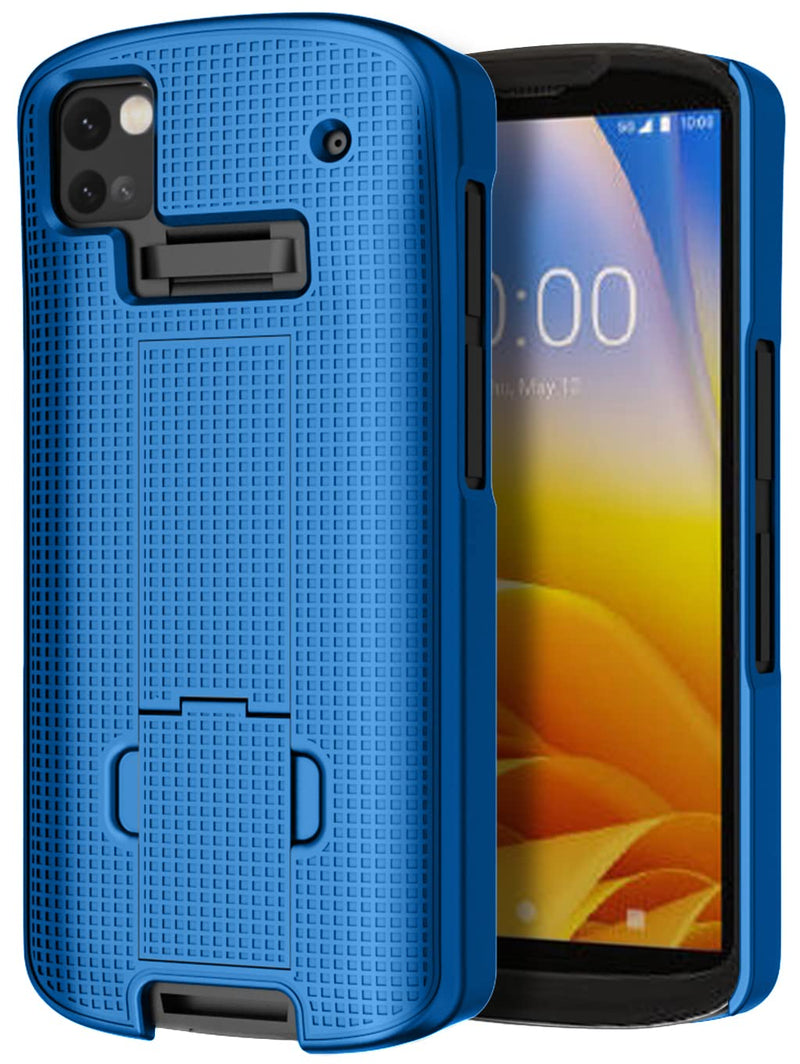 Nakedcellphone Case + Hand Strap Combo for Zebra TC53 TC58 Mobile Computer Scanner, Textured Slim Hard Shell Protector Cover with Kickstand - Cobalt Blue