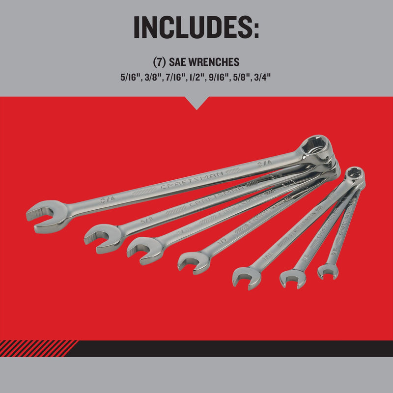 CRAFTSMAN OVERDRIVE 7-Piece Standard (SAE) Wrench Set (CMMT87707) 7-Piece SAE
