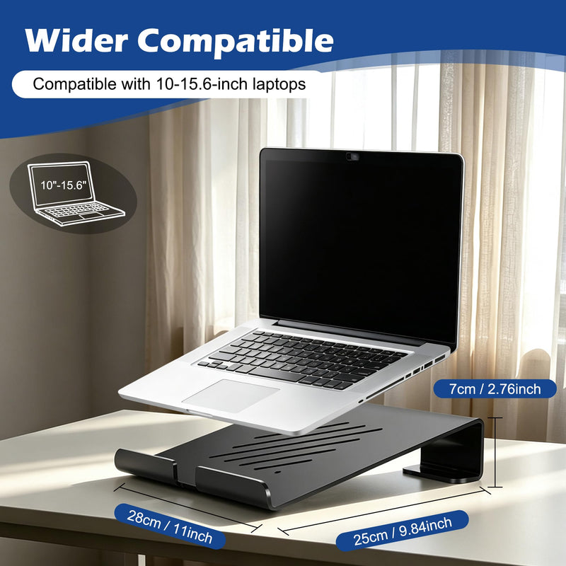 Acrylic Laptop Stand, Portable Ventilated Riser 11-17 Inch | Black Silm Acrylic Design, 7 Ventilation Slots, Ergonomic Viewing Angle, Lightweight Portable Structure