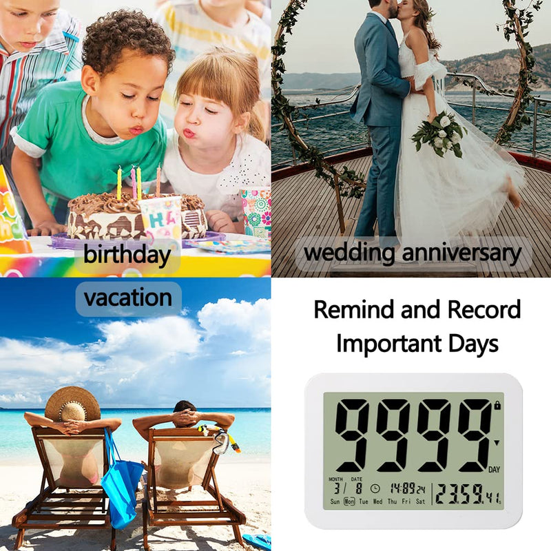 Digital Countdown Days Timer Clock- 9999 Days Count Down Timer with Stand Strong Magnetic Back for Retirement Wedding Vacation Birthday Exam Lab Kitchen Cooking M281 Day Timer