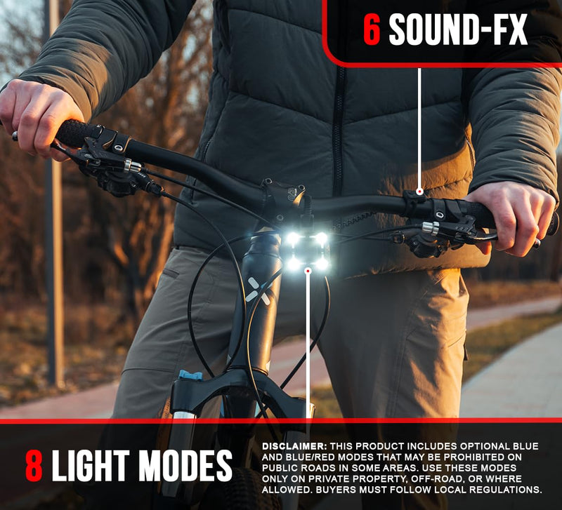 [New V2] ZIREN 120-140dB USB-C High-Traffic Bike Horn & LED Light - Loudest Electric Horn - New V2 Control Switch - V2 USB-C Rechargeable - IPX4 Waterproof Ziren / Usb-c