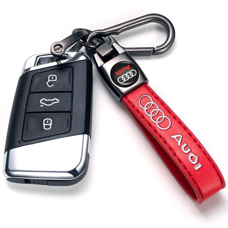 TACOMA Genuine Leather Car Keychain for Key Chain for Men and Women Family Present Key Ring Accessories(Black) Red