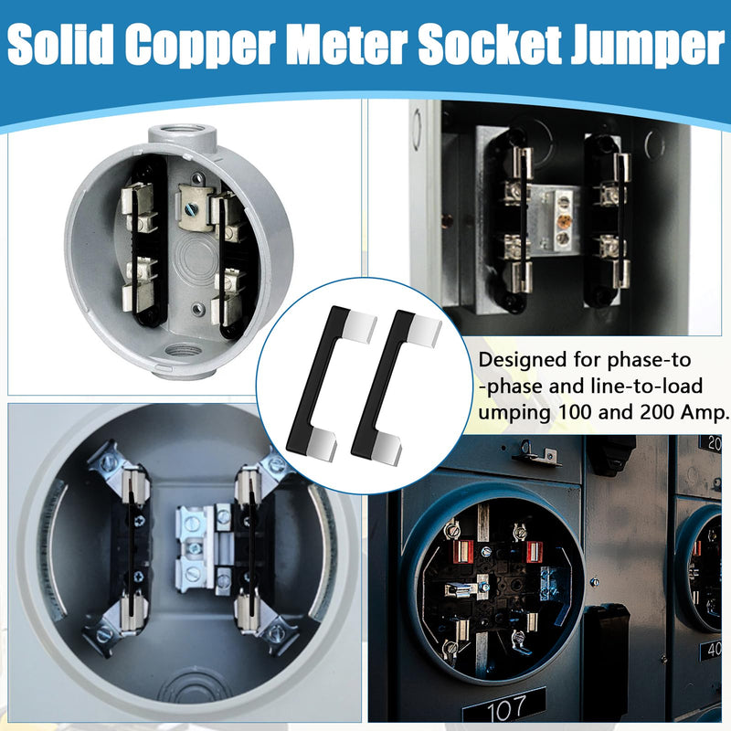 12Pcs 200 Amp Meter Socket Jumper Assembly Bypass Jumper Bus Electrical Meter Base Jumper Link Standard 2-1/4'' Handles Strong Insulation for Testing Maintaining Circuit Security Hot Checking 12
