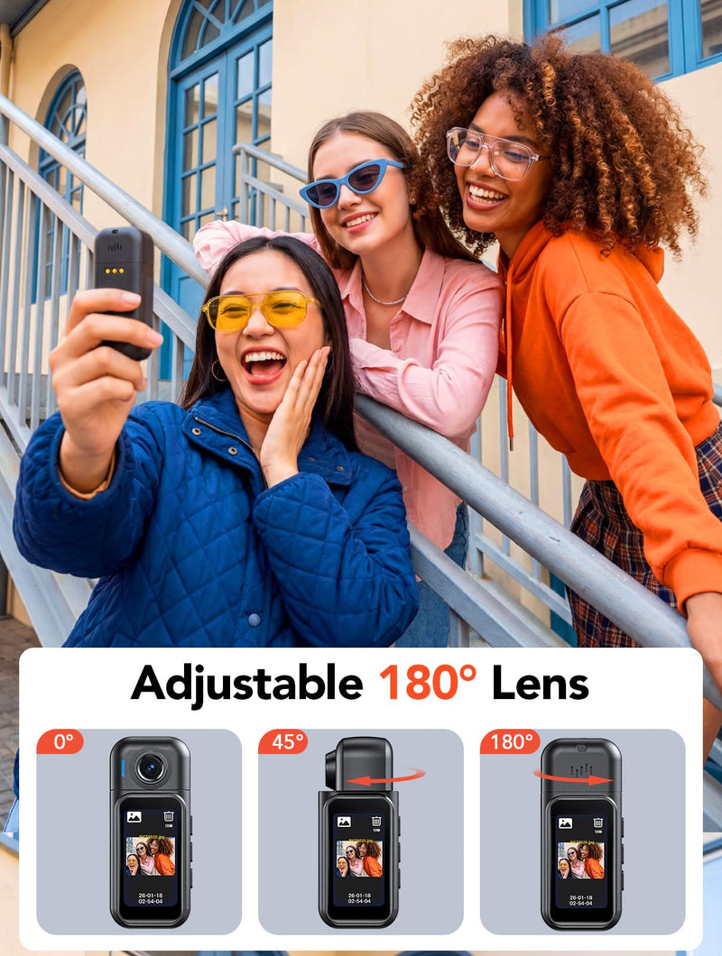 BOBLOV W3 Mini Body Camera Waterproof, 64GB Touch Screen Wearable Camera | 7H recording, charging dock, magnetic clips and up to 33FT waterproof case for vlogging, travel, cycling and daily use 64G Waterproof