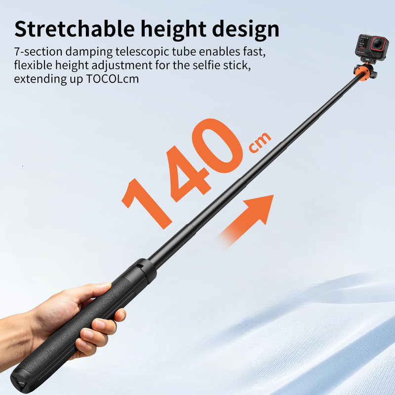 VRIG 2-in-1 Tripod for Insta 360 Ace Pro 2 with Quick Release Adapter Mount | 55" Selfie Stick Tripod Extension Rod (1/4" Screw + Magnetic Base) Compatible with Insta 360 X5, X4 Air, Ace Pro Accessories