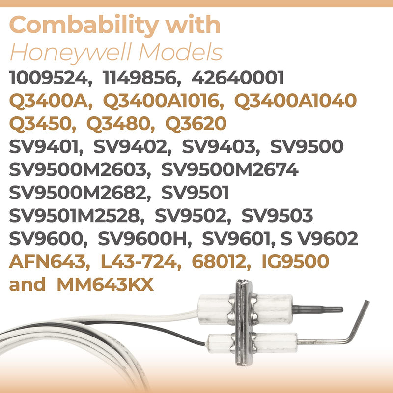 Q3400A1024/U Igniter Flame Rod Assembly Compatible with Honeywell Q3450, Q3620, Q3480, R42640-001 for SV9500M Valve