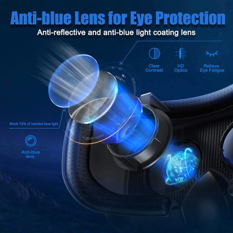 VR Headset with Controller Adjustable 3D VR Glasses Virtual Reality Headset HD Blu-ray Eye Protected Support 5~7 Inch for Phone/Android Black