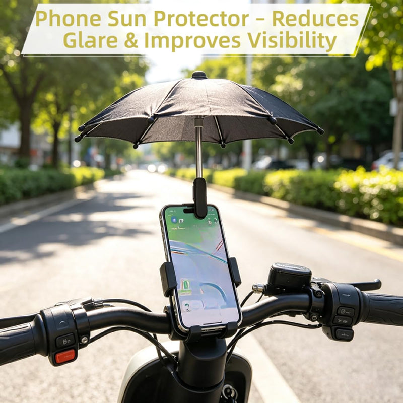 3 Pack Phone Umbrella for Sun, Cell Phone Shade with Adjustable Clip, Portable Sun Shade for Smartphones, Rainproof Outdoor Accessory for Beach, Travel, Hiking (Blue + Black + Camo)