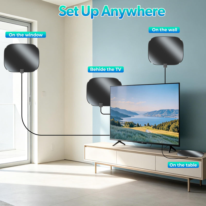 TV Antenna for Smart TV Indoor, Digital Antenna for Local Channels | 2026 Upgraded TV Antenna, Support 4K 8K 1080p HD Antenna with Amplifier Signal Booster & 18FT Coaxial Cable