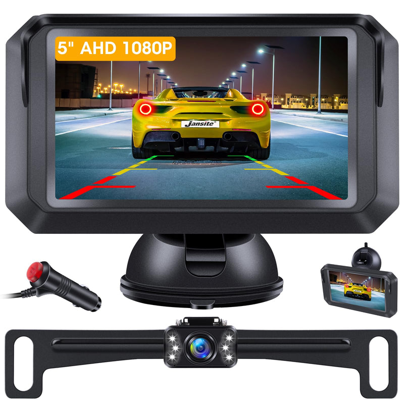 【5" AHD 1080P】 Back Up Camera for Cars Back Up Camera Systems for Truck Backup Camera with Monitor 6 LEDs Night Vision 5 Guide Lines, 140° Wide Angle IP68 Reverse Camera Rear View Camera for Vehicle