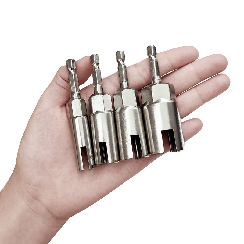 4 Pack (9mm,12mm,15mm,18mm) 1/4 Inch Hex Shank Nut Driver, Power Wing Nut Driver Set Bit Socket Wrenches Tools Set Slot Wing Nuts Drills Bits for Panel Nuts Screws Eye C Hook Bolt 4 Pack 4 Size