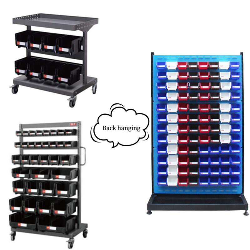 Pe&Hui Storage Organizer Bins,Wall Mount Storage Parts Rack,Stackable Shop Tool Bins for store Screws,Small Parts,Office Supplies and other Accessories Blue (6Pack) 6 Pack-Blue