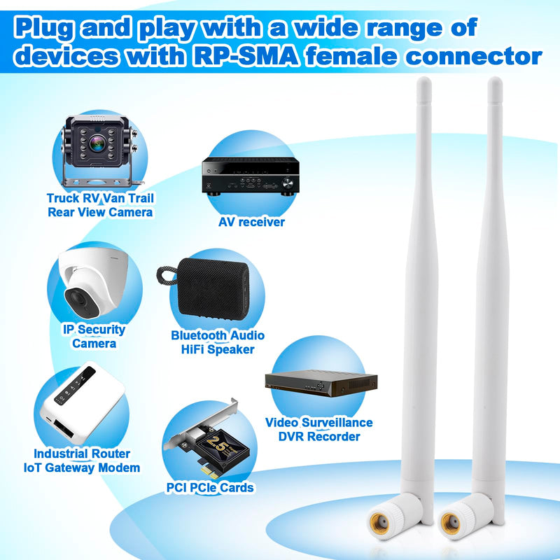 2 x 2.4Ghz WiFi Bluetooth Antenna RP-SMA Male 3dBi Indoor Omni Foldable Antenna + 2 x 17CM IPX to RP-SMA Female Extension Cable for Router USB Adapter Reapter IP Cameras