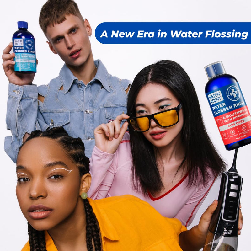 WATER DENT Water Flosser Rinse, Solution, Additive & Mouthwash for Teeth Whitening – Compatible with Waterpik & All Oral Irrigators, Concentrated, Gentle Peroxide, Alcohol Free, Mint, 16.9 fl oz 1
